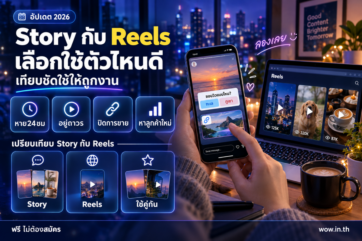 คนหนุ่มสาวกำลังถ่าย Reels และ Story ด้วยสมาร์ทโฟนเพื่อทำการตลาด Instagram